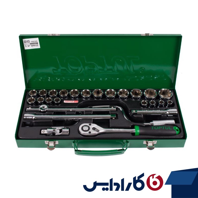 جعبه بکس 26 پارچه کوتاه و بلند 1/4 درایو 6 پر هنس مدل 2626MPQ